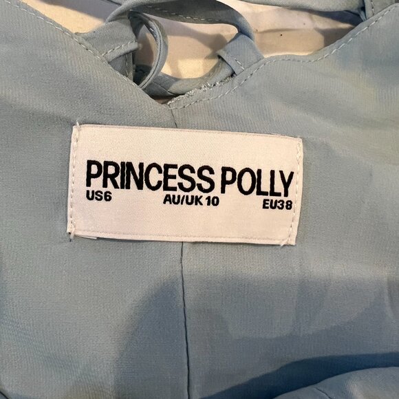 Princess Polly Light Blue South Of France Lace up Back Maxi Dress, Size 6 - Picture 15 of 16
